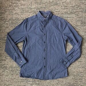 Charles Tyrwhitt Shirt Mens Small Blue Gingham Slim Fit Non-Iron Button Down